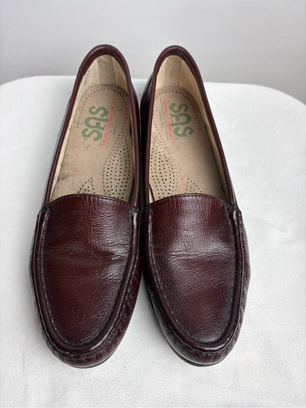 SAS Women's Burgundy Leather Loafers
